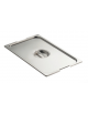 Coperchio in acciaio inox per bacinelle GN 1/4 con spacchi maniglie - mm 265x160