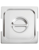 Coperchio in acciaio inox per bacinelle GN 1/6 con spacchi maniglie  - mm 176x160