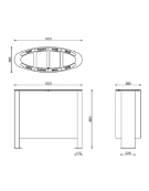 Cestino per la raccolta differenziata diviso in 4 settori, in acciaio zincato e verniciato - cm 103,1x38,5x88,3h