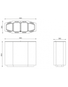 Cestino per la raccolta differenziata diviso in 4 settori, in acciaio inox - cm 99x38,5x80h