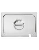 Coperchio in acciaio inox per bacinelle GN 1/1 con spacco mestolo - mm 530x325