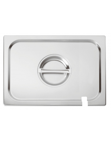Coperchio in acciaio inox per bacinelle GN 1/1 con spacco mestolo - mm 530x325