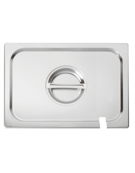 Coperchio in acciaio inox per bacinelle GN 1/1 con spacco mestolo - mm 530x325