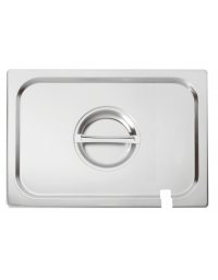 Coperchio in acciaio inox per bacinelle GN 1/1 con spacco mestolo - mm 530x325