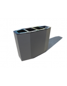 Cestino per la raccolta differenziata diviso in 4 settori, in acciaio zincato e verniciato - cm 99x38,5x80h