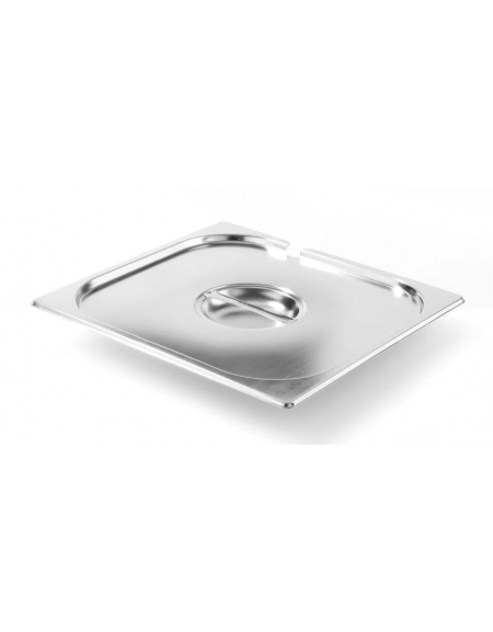 Coperchio in acciaio inox per bacinelle GN 2/3 con spacco mestolo - mm 353x320