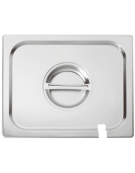 Coperchio in acciaio inox per bacinelle GN 1/2 con spacco mestolo - mm 325x265