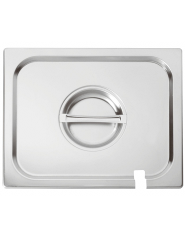 Coperchio in acciaio inox per bacinelle GN 1/2 con spacco mestolo - mm 325x265