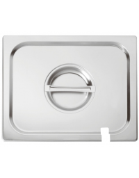 Coperchio in acciaio inox per bacinelle GN 1/2 con spacco mestolo - mm 325x265