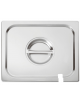 Coperchio in acciaio inox per bacinelle GN 1/2 con spacco mestolo - mm 325x265