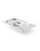 Coperchio in acciaio inox per bacinelle GN 1/4 con spacco mestolo - mm 265x160