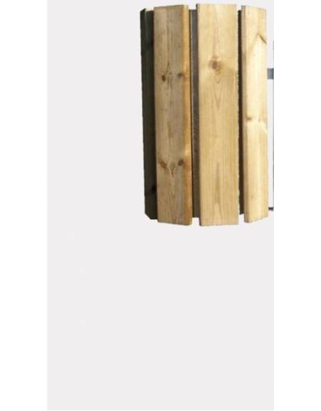 Cestino portarifiuti con fissaggio a muro, contenitore ricoperto di doghe in legno di pino - cm 41,1x33,3