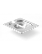 Coperchio in acciaio inox per bacinelle GN 1/6 con spacco mestolo - mm 176x160