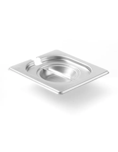 Coperchio in acciaio inox per bacinelle GN 1/6 con spacco mestolo - mm 176x160