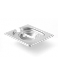 Coperchio in acciaio inox per bacinelle GN 1/6 con spacco mestolo - mm 176x160