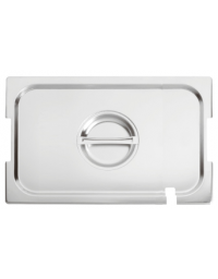 Coperchio in acciaio inox per bacinelle GN 1/1 con spacchi maniglie e mestolo - mm 530x325