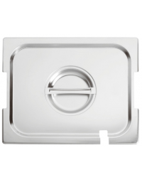 Coperchio in acciaio inox per bacinelle GN 1/2 con spacchi maniglie e mestolo - mm 325x265