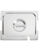 Coperchio in acciaio inox per bacinelle GN 1/2 con spacchi maniglie e mestolo - mm 325x265