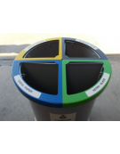 Cestino per la raccolta differenziata diviso in 4 settori, in lamiera d’acciaio liscia calandrata - cm Ø59,4x73,5h