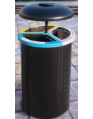 Cestino per la raccolta differenziata da Lt 120 diviso in tre settori con coperchio e posacenere  - cm 50,5 x 108,5h