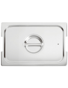 Coperchio in acciaio inox per bacinelle GN 1/1 con spacchi maniglie e guarnizione in silicone - mm 530x325