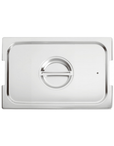 Coperchio in acciaio inox per bacinelle GN 1/1 con spacchi maniglie e guarnizione in silicone - mm 530x325