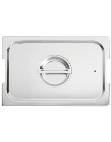 Coperchio in acciaio inox per bacinelle GN 1/1 con spacchi maniglie e guarnizione in silicone - mm 530x325