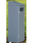 Cestino per raccolta differenziata di forma quadra, a 4 settori, realizzato in acciaio zincato e verniciato - cm 35x30x100h cad.