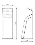 Cestino per la raccolta differenziata per pile, colore verde, in acciaio da tassellare - cm 40,5x44,5x119,2h