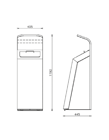 Cestino per la raccolta differenziata per toner, colore giallo, in acciaio da tassellare - cm 40,5x44,5x119,2h