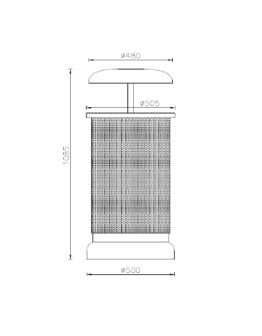 Cestino per la raccolta differenziata da Lt 120 diviso in tre settori con coperchio e posacenere  - cm 50,5 x 108,5h