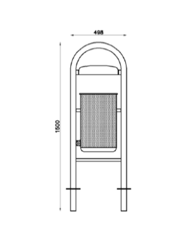Cestino portarifiuti con coperchio da inghisare a forma cilindrica in acciaio zincato e verniciato, con spegnisigarette - cm Ø32