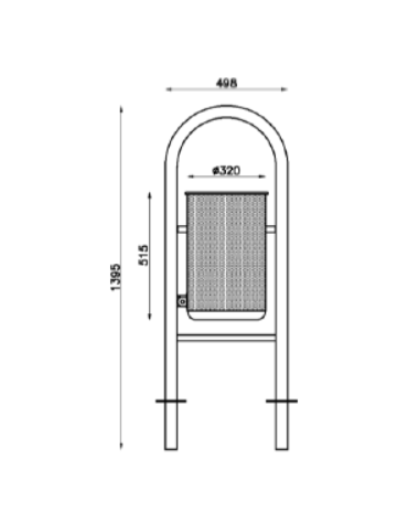 Cestino portarifiuti da inghisare a forma cilindrica in acciaio zincato e verniciato - cm Ø 32x139,5h