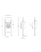 Cestino per deiezioni canine realizzato in acciaio zincato e verniciato. Da tassellare - cm 42x25x110h