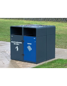 Cestone per la raccolta differenziata a 3 settori in acciaio zincato e verniciato - angolare - cm 48x48x99,8h cad.