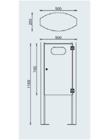 Cestino per deiezioni canine in acciaio zincato e verniciato - Da tassellare - cm 50x25x110h