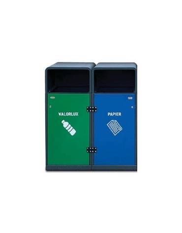 Cestone per la raccolta differenziata a 2 settori in acciaio zincato e verniciato - lineare - cm 48x48x99,8h cad.