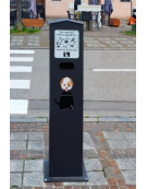 Totem per la raccolta di deiezioni canine, distributore di sacchetti e cestino per lo smaltimento - cm 43x35x130h