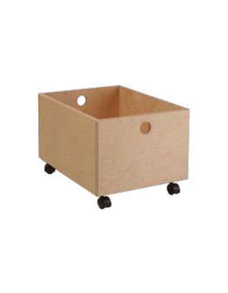 CASSETTO GRANDE LEGNO SU RUOTE - cm 49x38x26h - CONFORME AI CAM