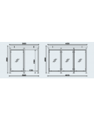 Pensilina smoking in acciaio, pareti in vetro, e tetto in lamiera grecata o policarbonato. Chiusa su 3 lati - cm 400x300x280h