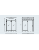 Pensilina in acciaio zincato e verniciato, pareti in vetro, e tetto in policarbonato - chiusa su 3 lati - cm 224x200x250h