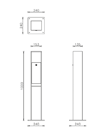 Spegnisigarette realizzato in acciaio zincato e verniciato. Da tassellare. cm 15,3x13,5x100h