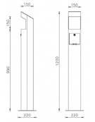 Spegnisigarette realizzato in acciaio zincato e verniciato di forma tubolare di acciaio. Da tassellare - cm 15x15x120h