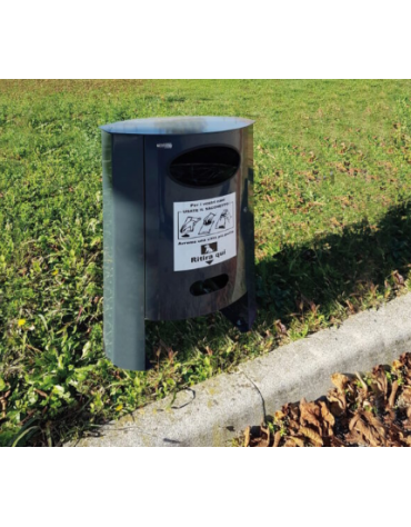 Cestino per la raccolta di deiezioni canine di forma ellittica - in acciaio zincato e verniciato - litri 60