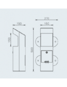 Spegnisigarette realizzato in acciaio zincato e verniciato di forma tubolare di acciaio. Da tassellare - cm 15x15x50h