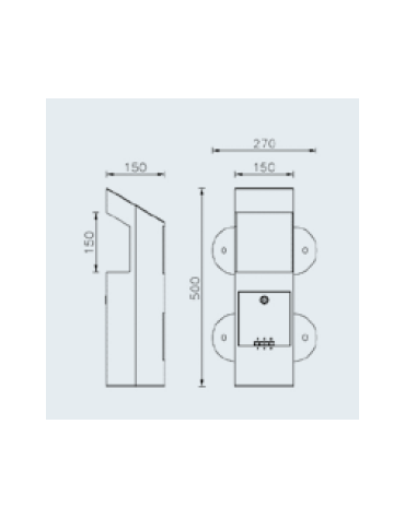 Spegnisigarette realizzato in acciaio zincato e verniciato di forma tubolare di acciaio. Da tassellare - cm 15x15x50h