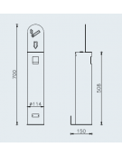 Spegnisigarette realizzato in acciaio inox. Da fissare a muro - cm Ø11,4x70h