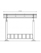 Pensilina bifacciale in acciaio zincato e verniciato con copertura in policarbonato - modulo base cm 310x490x249h