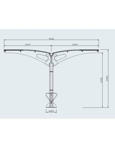 Pensilina bifacciale in acciaio zincato e verniciato con copertura in policarbonato - modulo per composizione cm 250x490x249h