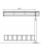 Pensilina bifacciale in acciaio zincato e verniciato con copertura in policarbonato - modulo per composizione cm 250x490x249h